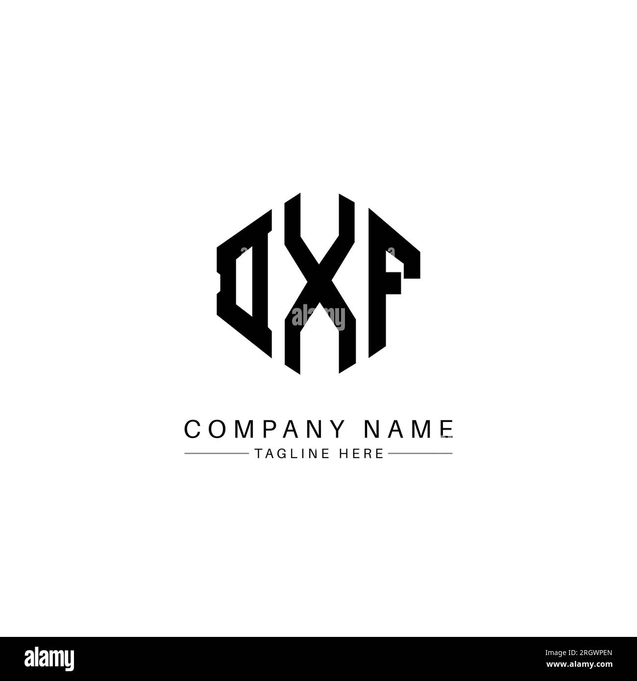 Design de logo de lettre DXF avec forme de polygone. Conception de logo en forme de polygone DXF et de cube. Modèle de logo vectoriel DXF hexagone couleurs blanches et noires. DXF monogr Illustration de Vecteur