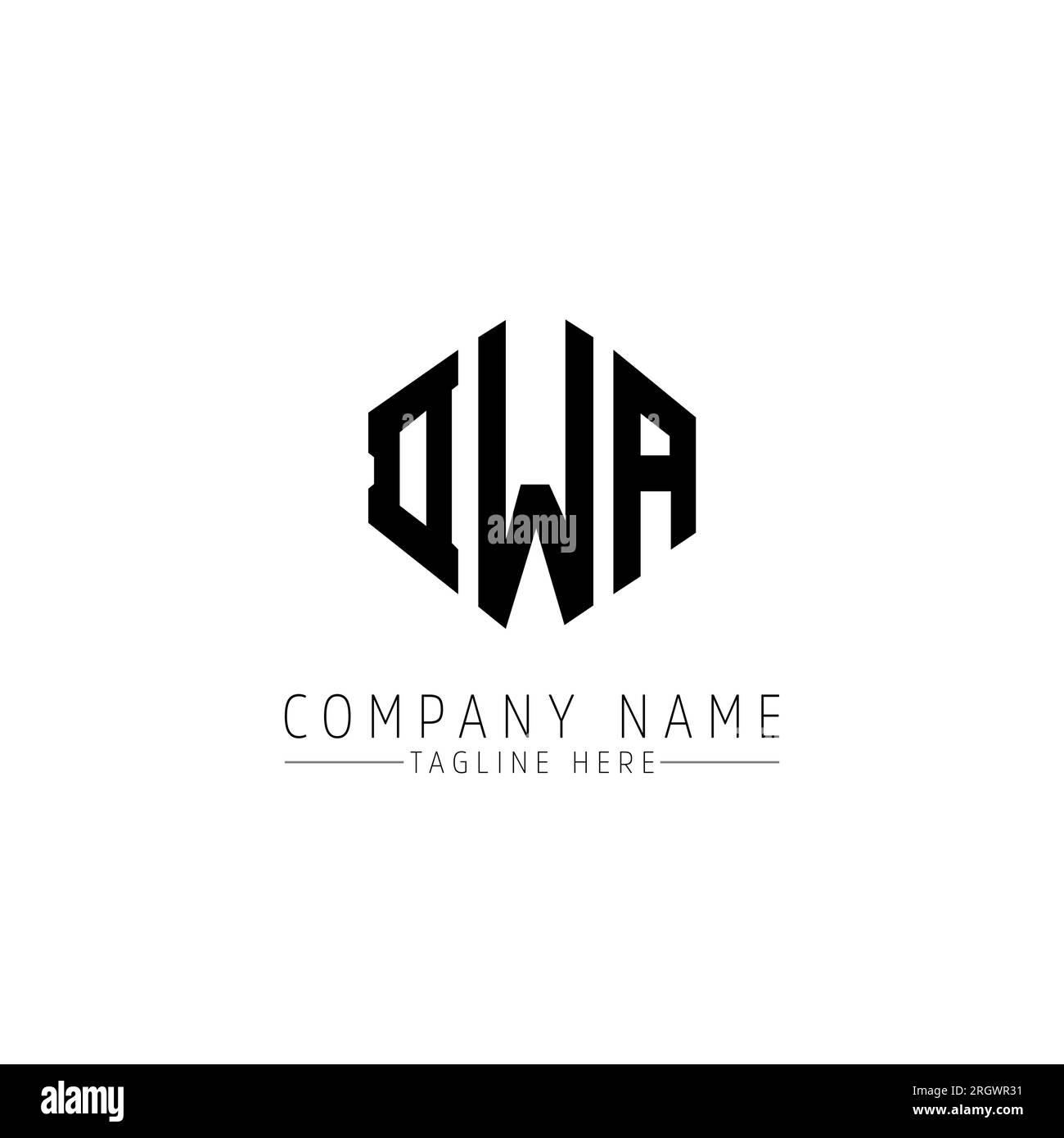 Logo DWA lettre avec forme de polygone. Logo DWA polygone et cube. Modèle de logo vectoriel DWA hexagone couleurs blanches et noires. DWA monogr Illustration de Vecteur