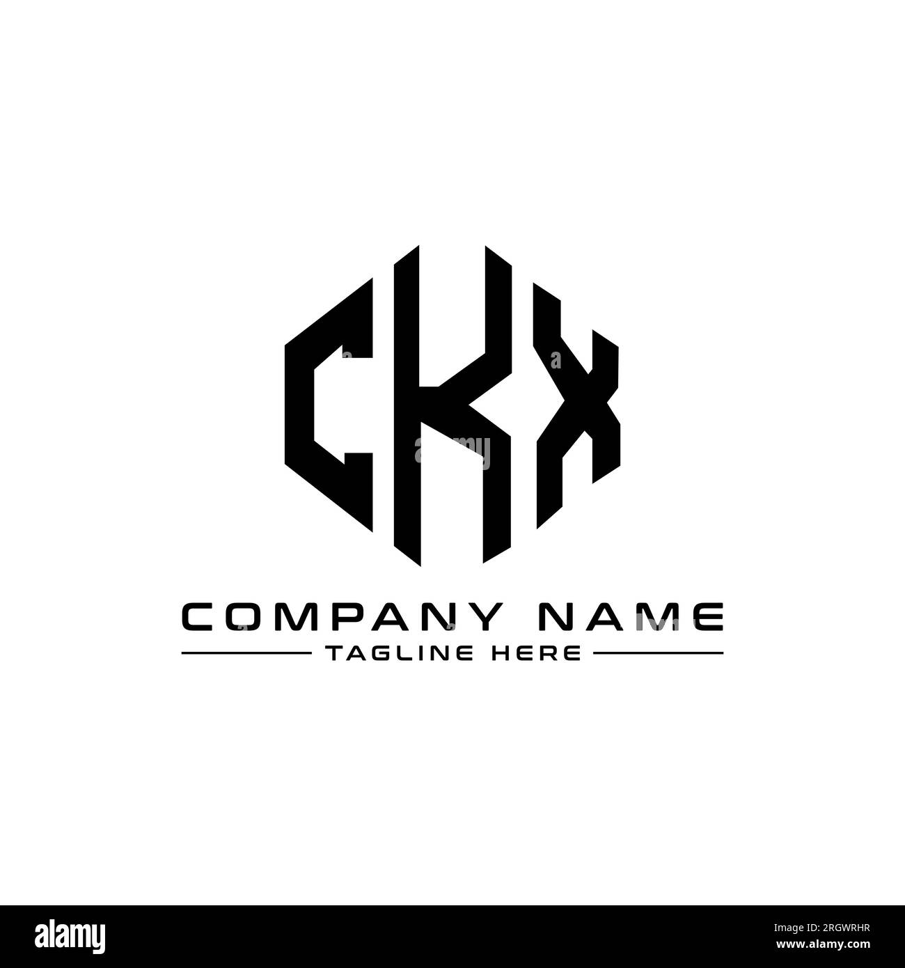 Logo de lettre CKX avec forme de polygone. Logo en forme de polygone et