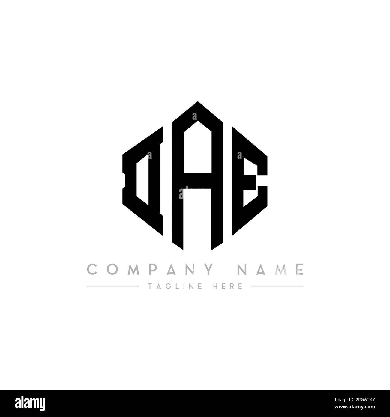 Logo de lettre DAE avec forme de polygone. Design de logo en forme de polygone et de cube DAE. Modèle de logo vectoriel hexagone DAE couleurs blanc et noir. Boîtier DAE monogr Illustration de Vecteur