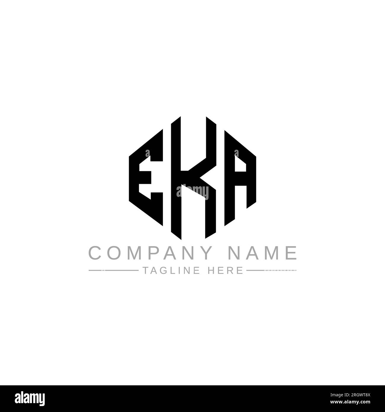 Logo de lettre EKA avec forme de polygone. Logo en forme de polygone et de cube EKA. Modèle de logo vectoriel hexagone EKA couleurs blanches et noires. EKA monogr Illustration de Vecteur