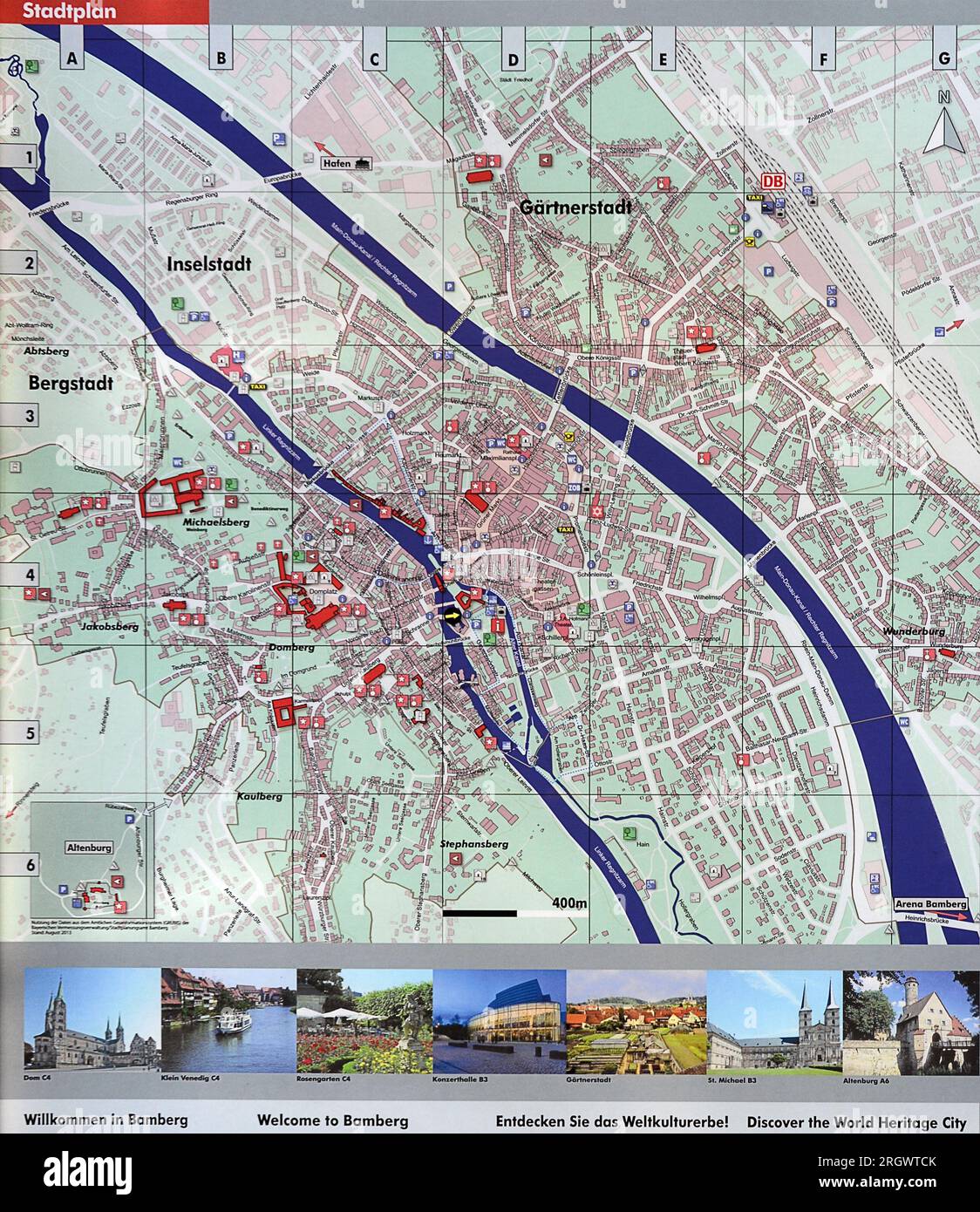 Plan de ville, Bamberg, Franken / Franconie, Bayern / Bavière, Allemagne Banque D'Images