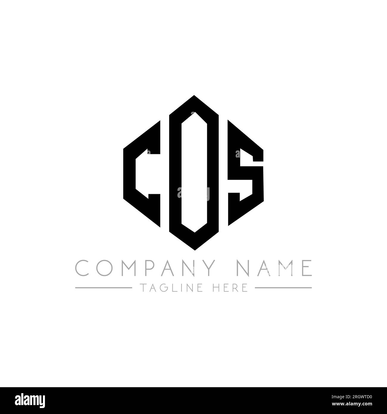 Logo de lettre COS avec forme de polygone. Logo en forme de polygone et de cube COS. Modèle de logo vectoriel COS hexagone couleurs blanc et noir. COS monogr Illustration de Vecteur