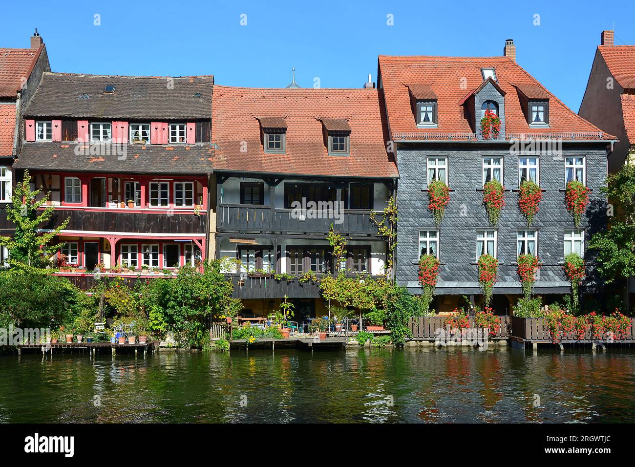 Klein-Venedig / Little-Venice, Rivière Regnitz, Bamberg, Franken / Franconie, Bayern / Bavière, Allemagne Banque D'Images