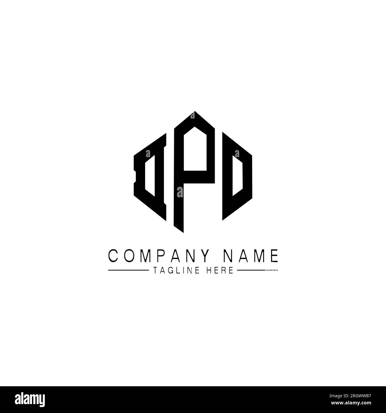 Logo de lettre DPO avec forme de polygone. Logo en forme de polygone et ...