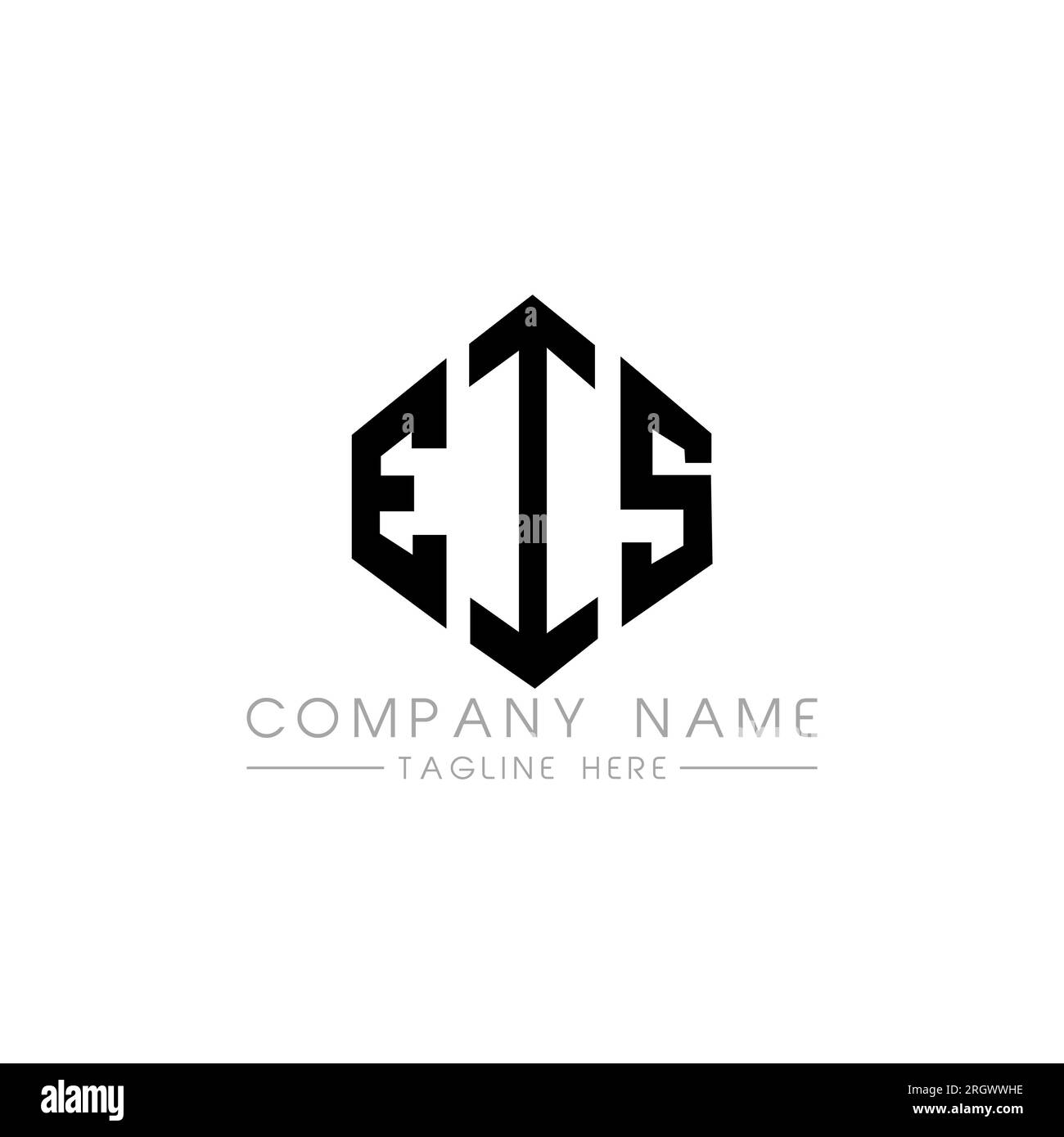 Logo de lettre EIS avec forme de polygone. Logo en forme de polygone et de cube EIS. Modèle de logo vectoriel hexagone EIS couleurs blanc et noir. EIS monogr Illustration de Vecteur