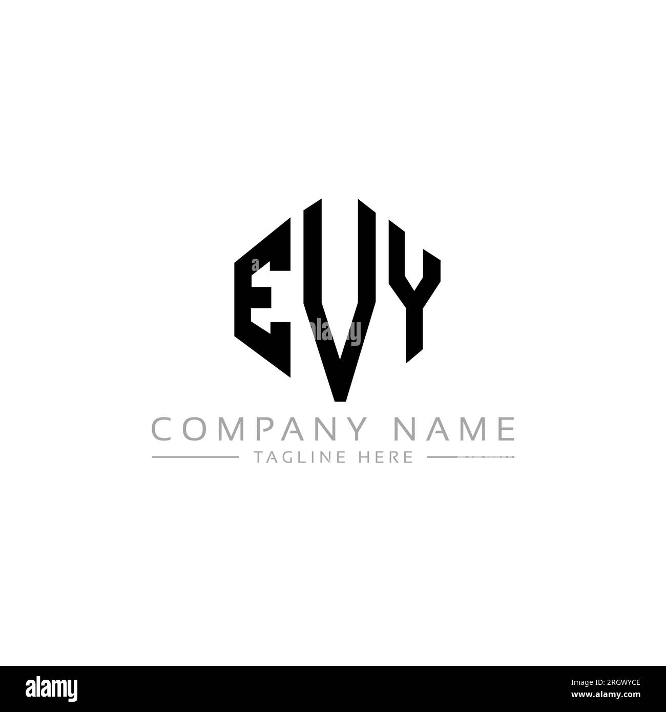 Logo de lettre EVY avec forme de polygone. Polygone EVY et logo en forme de  cube. Modèle de logo vectoriel hexagone EVY couleurs blanches et noires. EVY  monogr Image Vectorielle Stock -