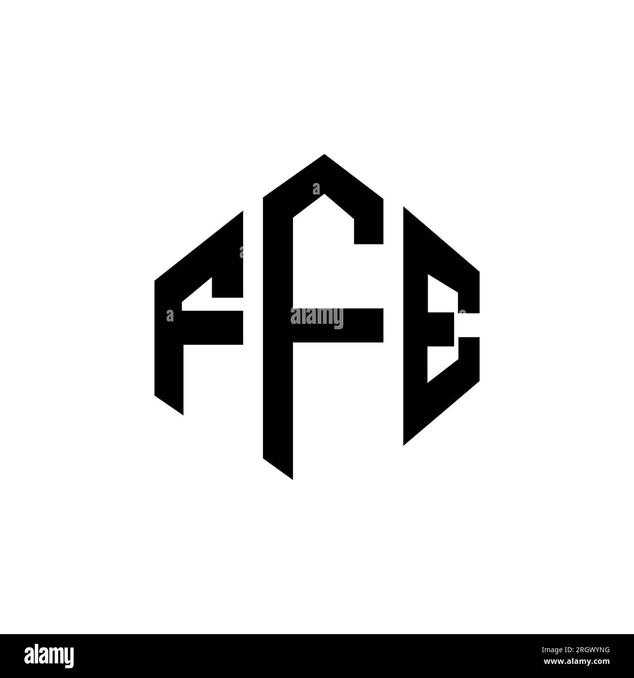 Logo de lettre FFE avec forme de polygone. Logo en forme de polygone et de cube FFE. Modèle de logo vectoriel hexagone FFE couleurs blanches et noires. FFE monogr Illustration de Vecteur