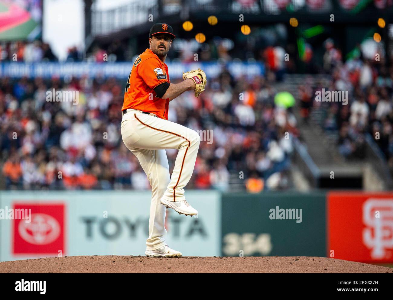 11 2023 août San Francisco CA, États-Unis le lanceur de secours de San Francisco Scott Alexander (54) sur le monticule lors du match MLB entre les Rangers du Texas et les Giants de San Francisco. Le Texas a battu San Francisco 2-1 à Oracle Park San Francisco Calif. Thurman James/CSM crédit : CAL Sport Media/Alamy Live News Banque D'Images