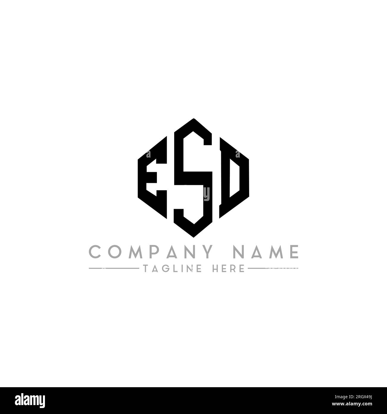 Logo de lettre ESD en forme de polygone. Logo en forme de polygone et de cube ESD. Modèle de logo vectoriel hexagonal ESD couleurs blanc et noir. Monogr. ESD Illustration de Vecteur