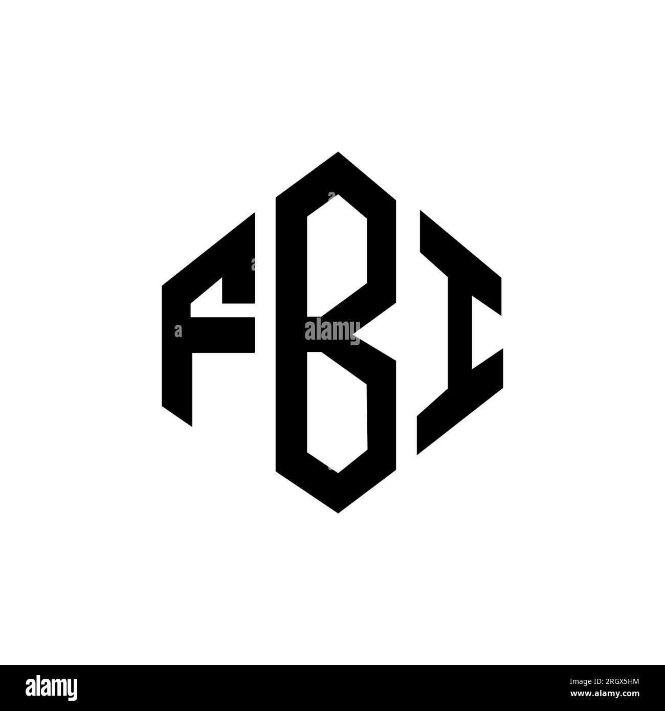 Logo de lettre FBI avec forme de polygone. Logo en forme de polygone et cube FBI. Modèle de logo vectoriel hexagone FBI couleurs blanches et noires. FBI monogr Illustration de Vecteur