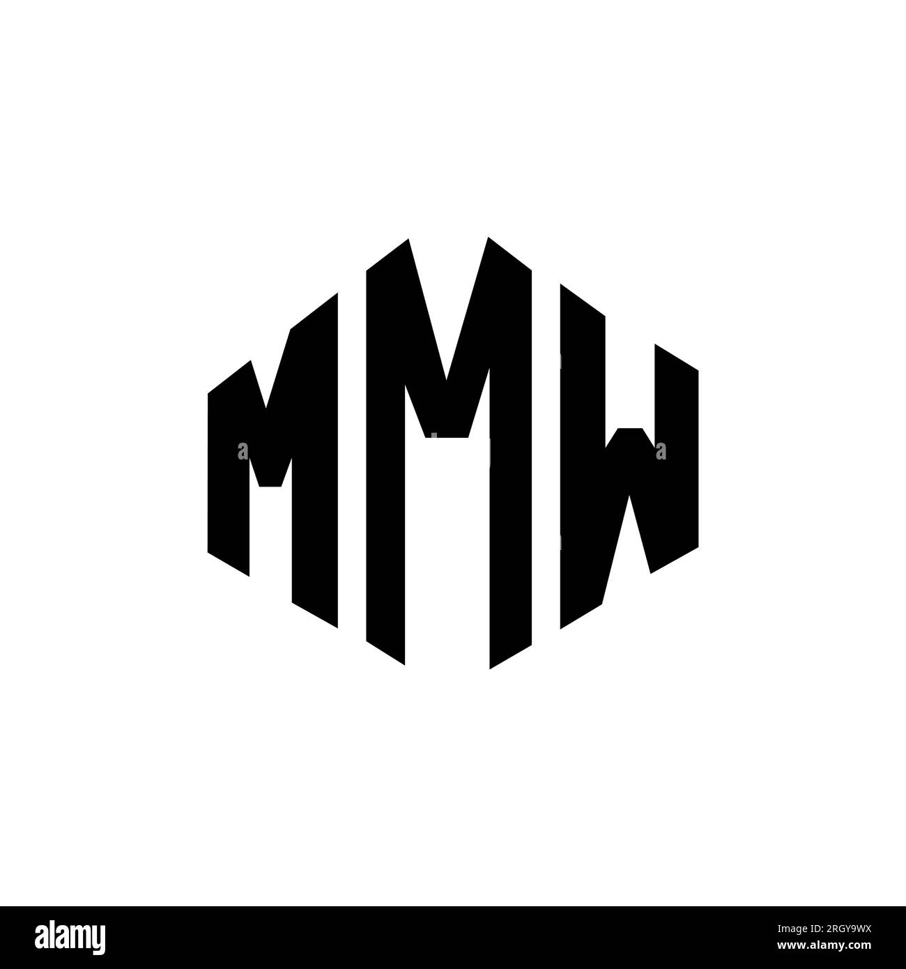 Logo de lettre MMW en forme de polygone. Logo en forme de polygone et de cube MMW. Modèle de logo vectoriel hexagonal MMW couleurs blanc et noir. MMW monogr Illustration de Vecteur