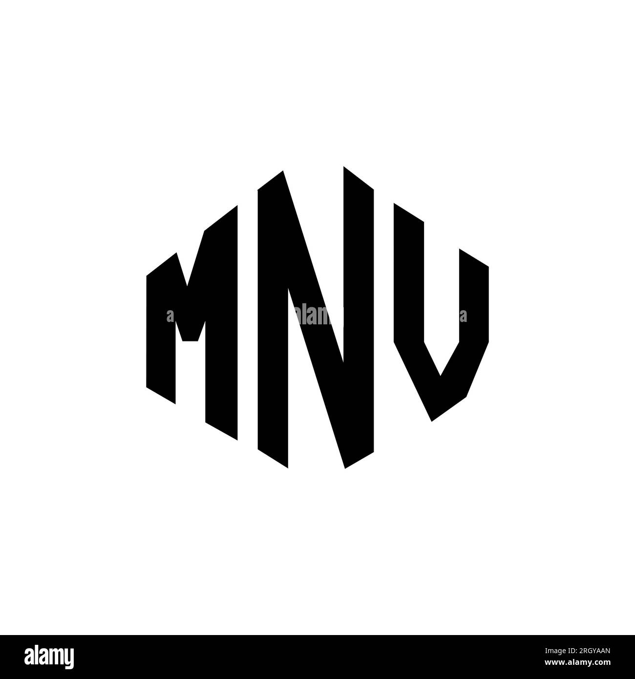 Logo de lettre MNV avec forme de polygone. Logo en forme de polygone et de cube MNV. Modèle de logo vectoriel hexagone MNV couleurs blanc et noir. MNV monogr Illustration de Vecteur