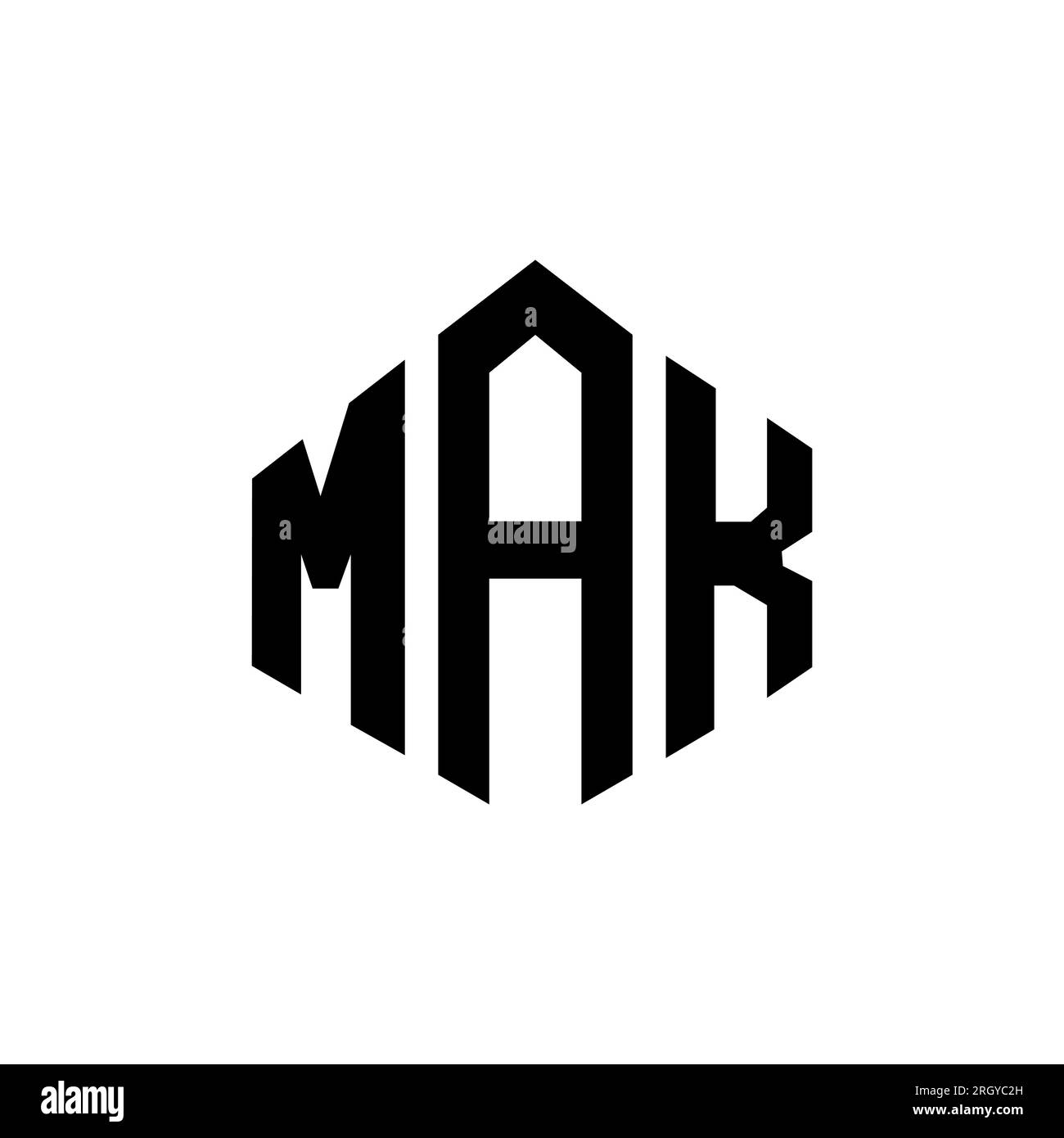 Logo de lettre MAK avec forme de polygone. Logo en forme de polygone et de cube MAK. Modèle de logo vectoriel MAK hexagone couleurs blanches et noires. MAK monogr Illustration de Vecteur