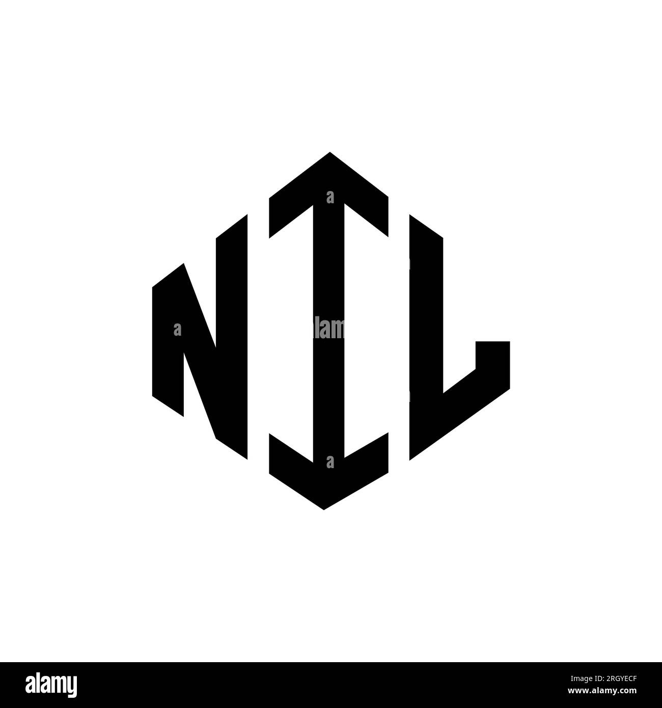 Logo de lettre NIL avec forme de polygone. Conception de logo en forme de polygone et de cube NIL. Modèle de logo vectoriel hexagone NIL couleurs blanches et noires. AUCUN monogr Illustration de Vecteur