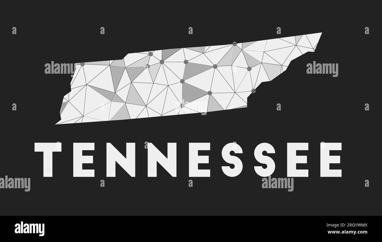 Tennessee - carte du réseau de communication de l'état américain. Design géométrique tendance Tennessee sur fond sombre. Illustration de Vecteur