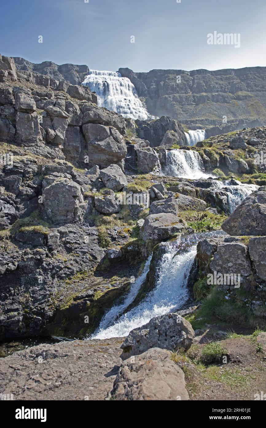 Cascade Dynjandi et ses sœurs Banque D'Images