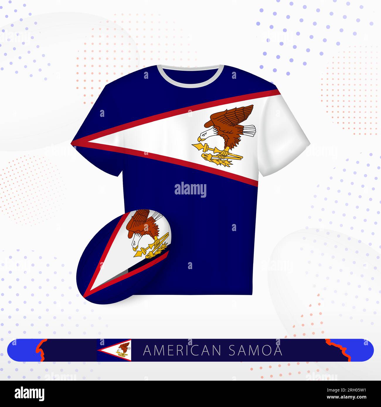 Maillot de rugby des Samoa americaines avec ballon de rugby des Samoa americaines sur fond sportif abstrait. Motif jersey Image Vectorielle Stock Alamy