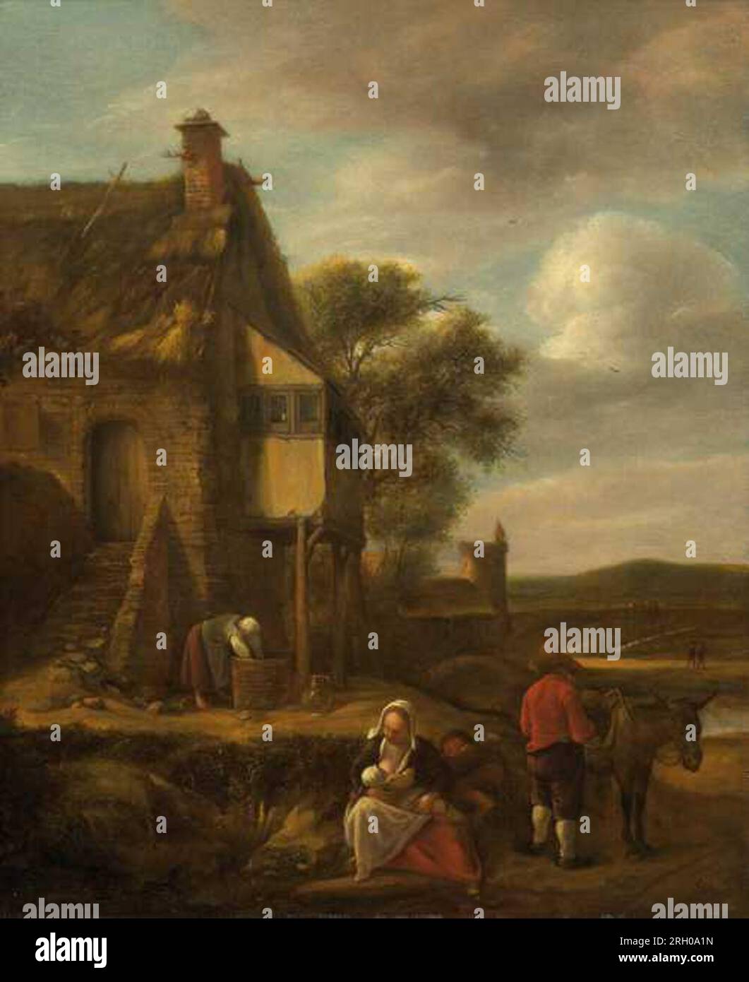 Paysage avec des figures avant une maison 1644 par Jan Steen Banque D'Images