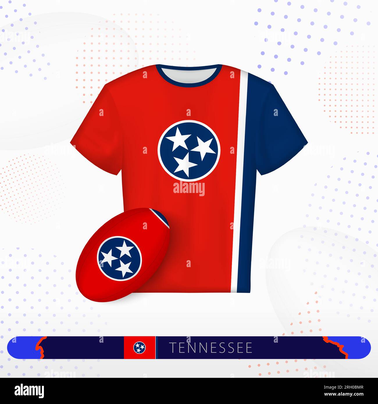 Maillot de rugby Tennessee avec ballon de rugby du Tennessee sur fond sportif abstrait. Motif jersey. Illustration de Vecteur