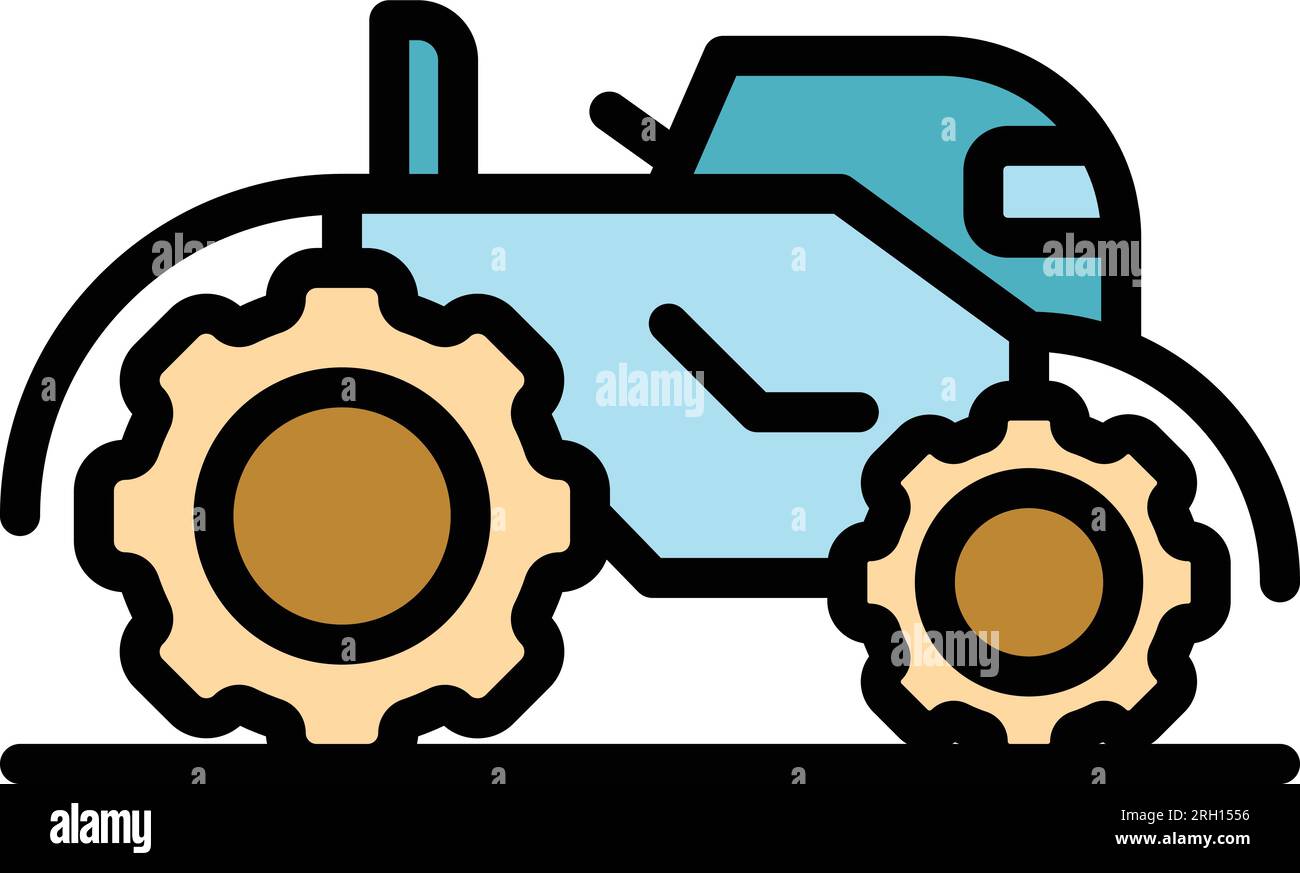 Vecteur de contour d'icône de tracteur en acier agricole. Matériel agricole. Farmer combine couleur plate Illustration de Vecteur