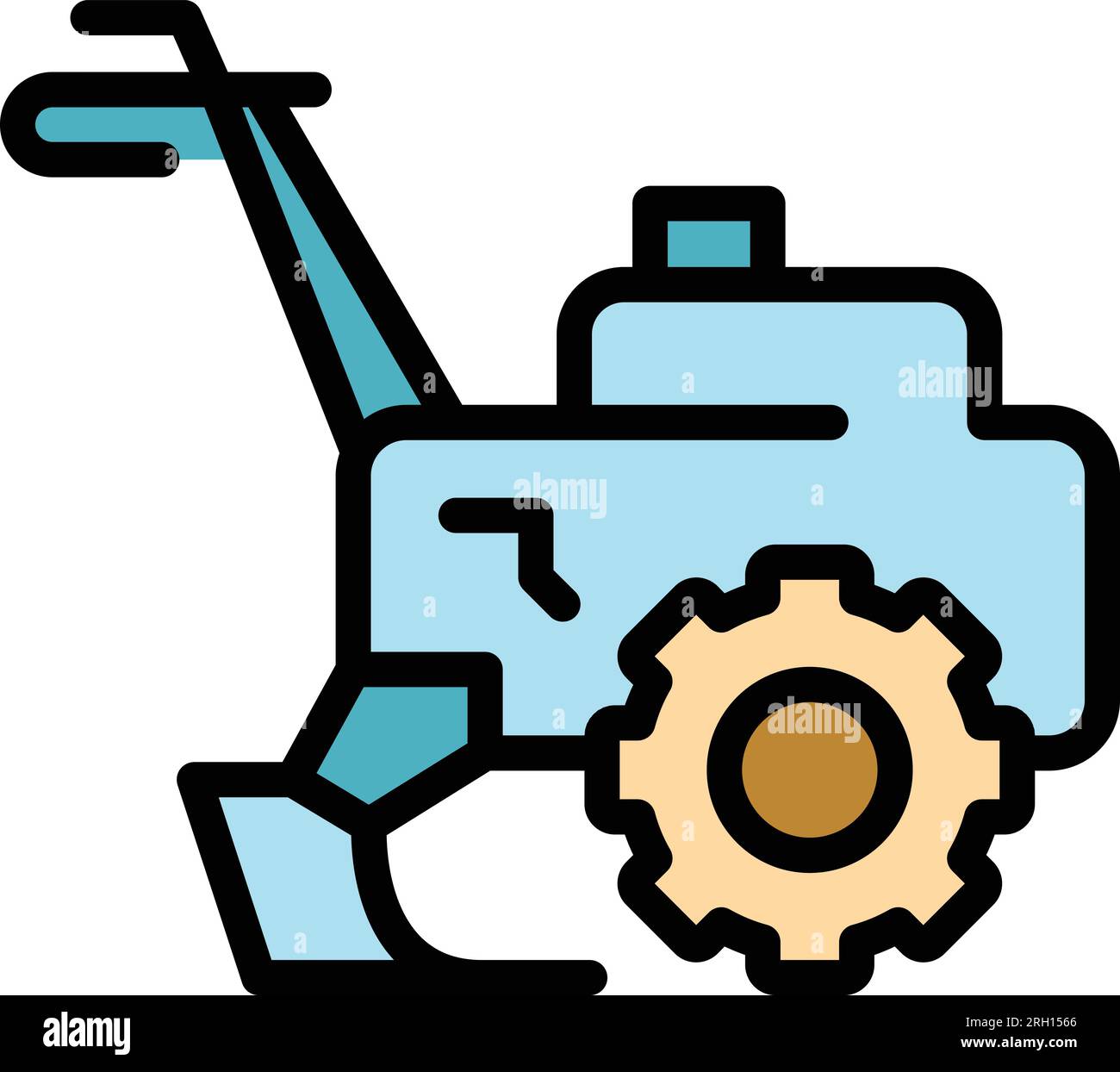 Vecteur de contour d'icône Multicultor. Machine agricole. Tondeuse couleur à plat Illustration de Vecteur