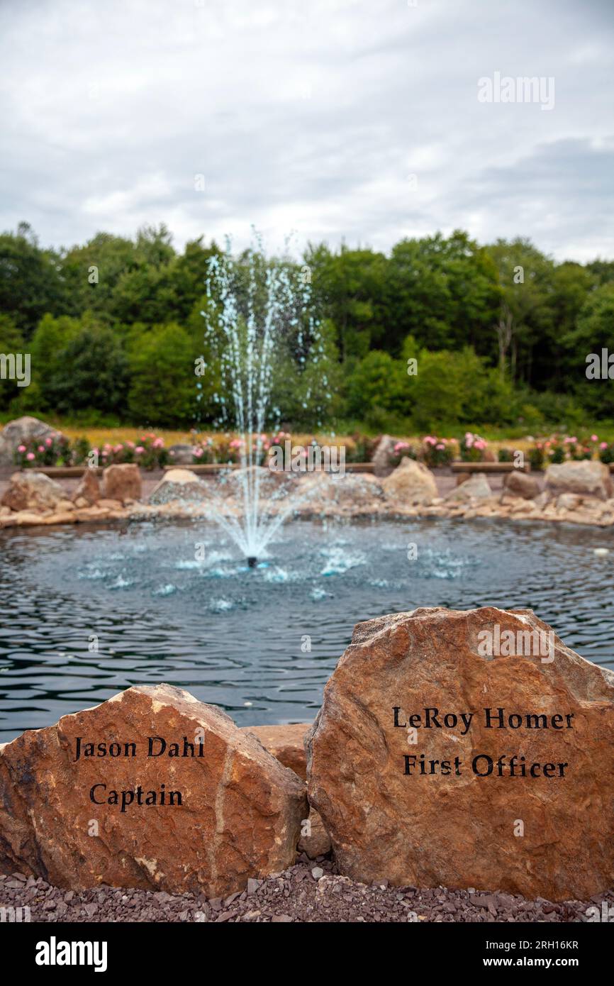 Souvenez-vous de moi Rose Garden, un mémorial de 9/11, à Stoystown, PA USA, le capitaine Jason Dahl et le premier officier Leroy Homer Stone Banque D'Images