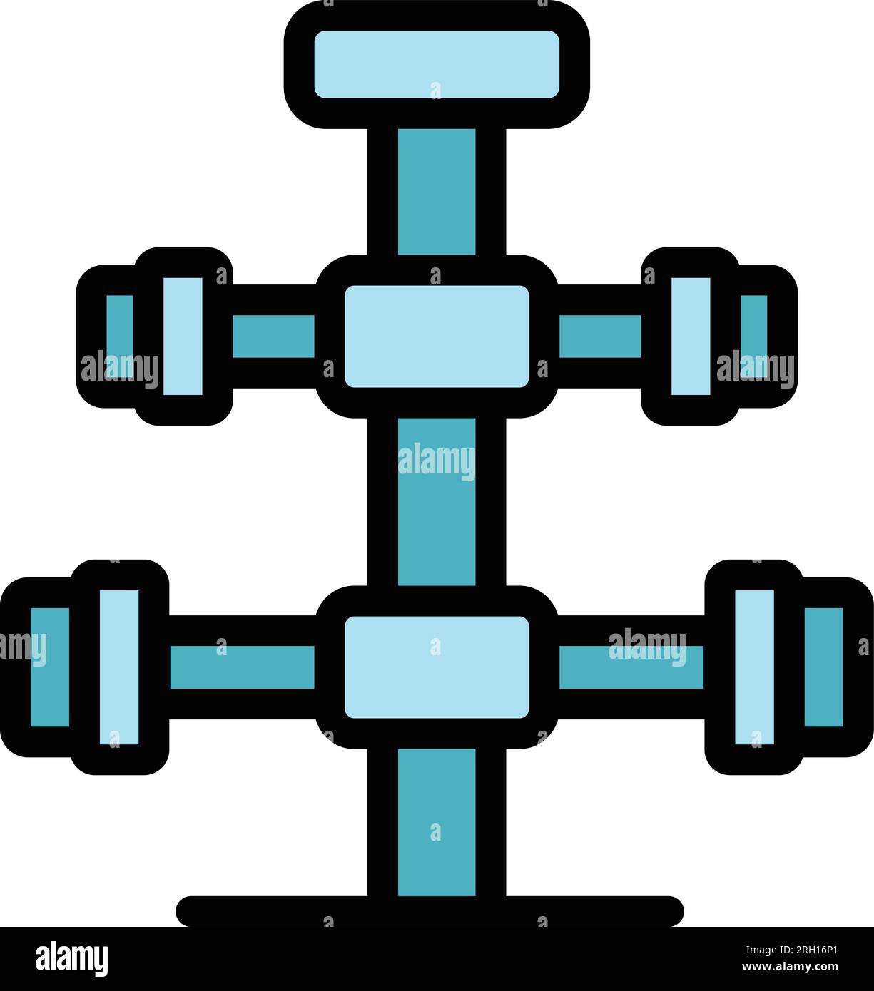 Vecteur de contour d'icône de rack d'haltères. Exercice de gym. Entraînement de fitness couleur plate Illustration de Vecteur