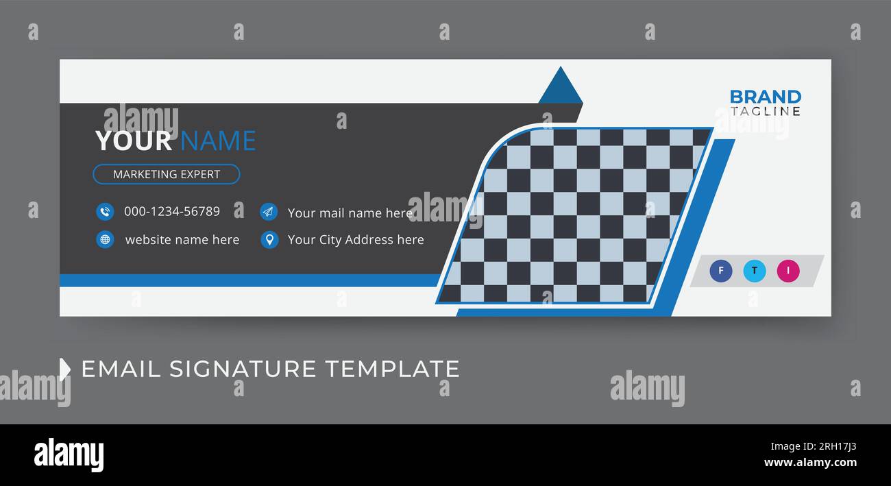 Conception de modèle de signature d'email d'entreprise et d'entreprise avec des détails personnels et lettre de courrier en ligne Illustration de Vecteur