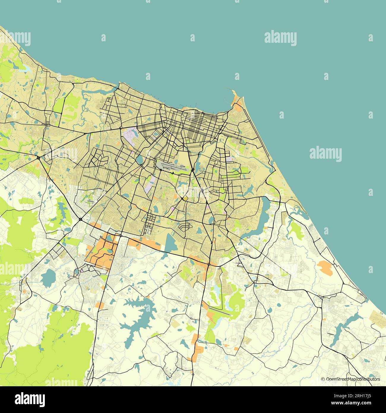 Carte vectorielle de Fortaleza, État de Ceará, Brésil Illustration de Vecteur