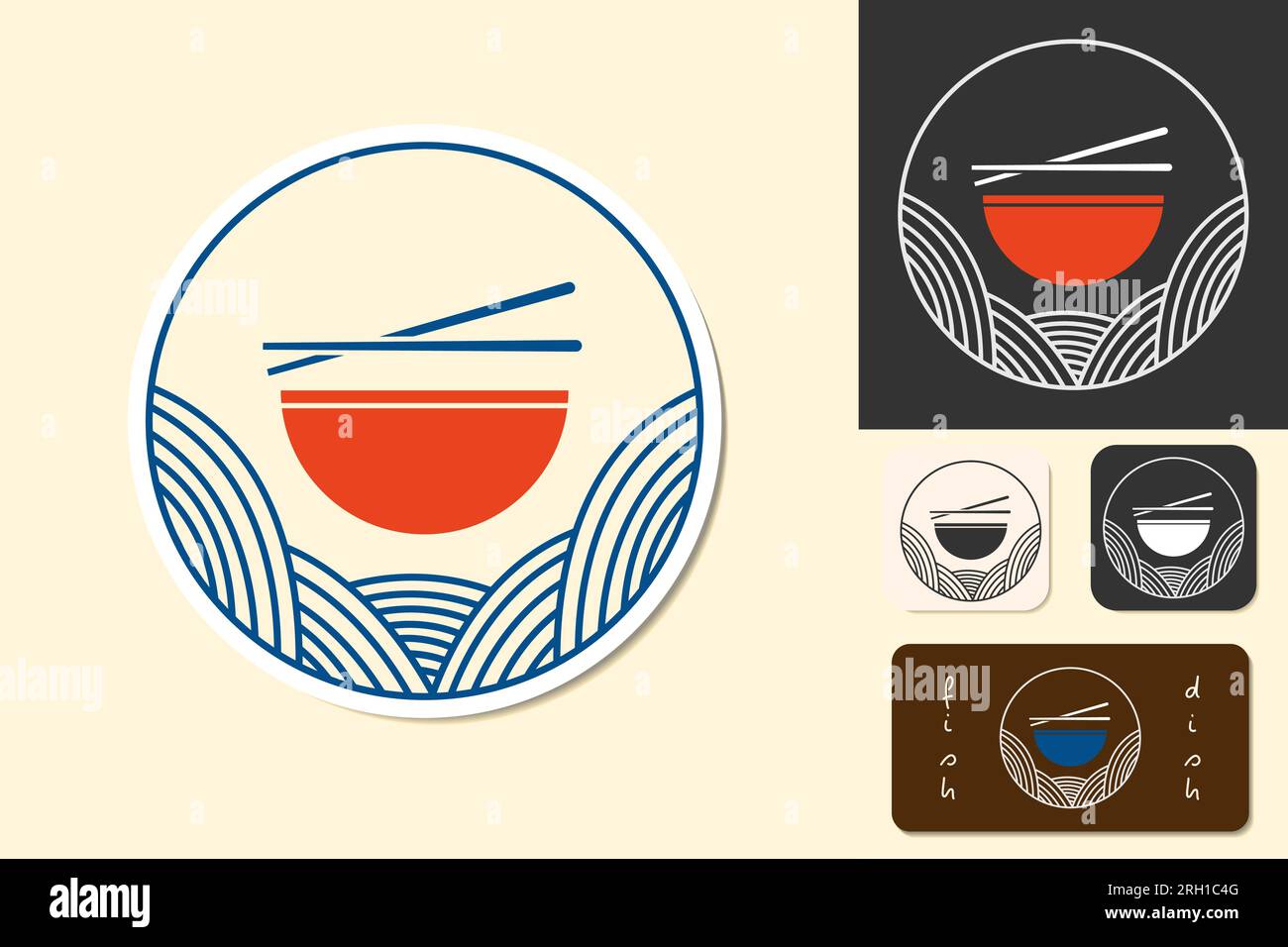 LOGO icône ramen café ensemble de vecteurs isolé Illustration de Vecteur