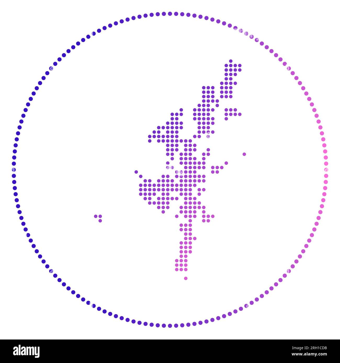 Badge numérique pour le continent. Carte de style pointillé du continent en cercle. Icône technologique de l'île avec des points dégradés. Illustration vectorielle chic. Illustration de Vecteur