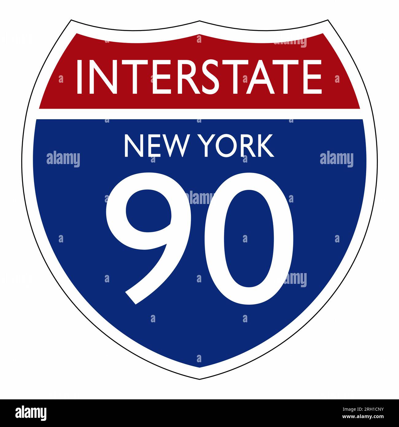 Panneau Interstate New York 90 isolé sur fond blanc Illustration de Vecteur