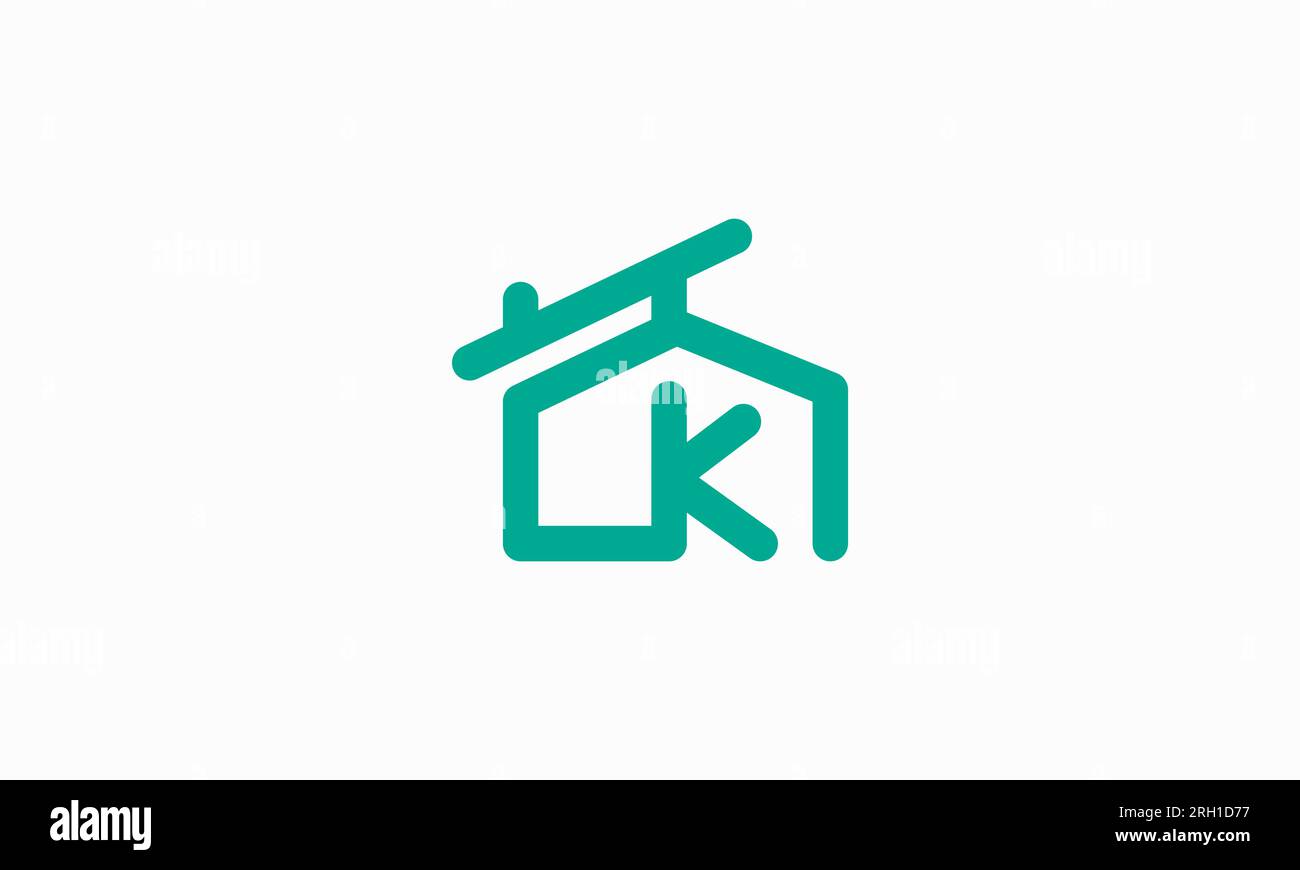 Logo lettre CK House. Lettre CK simple et moderne avec icône de maison. Illustration de Vecteur