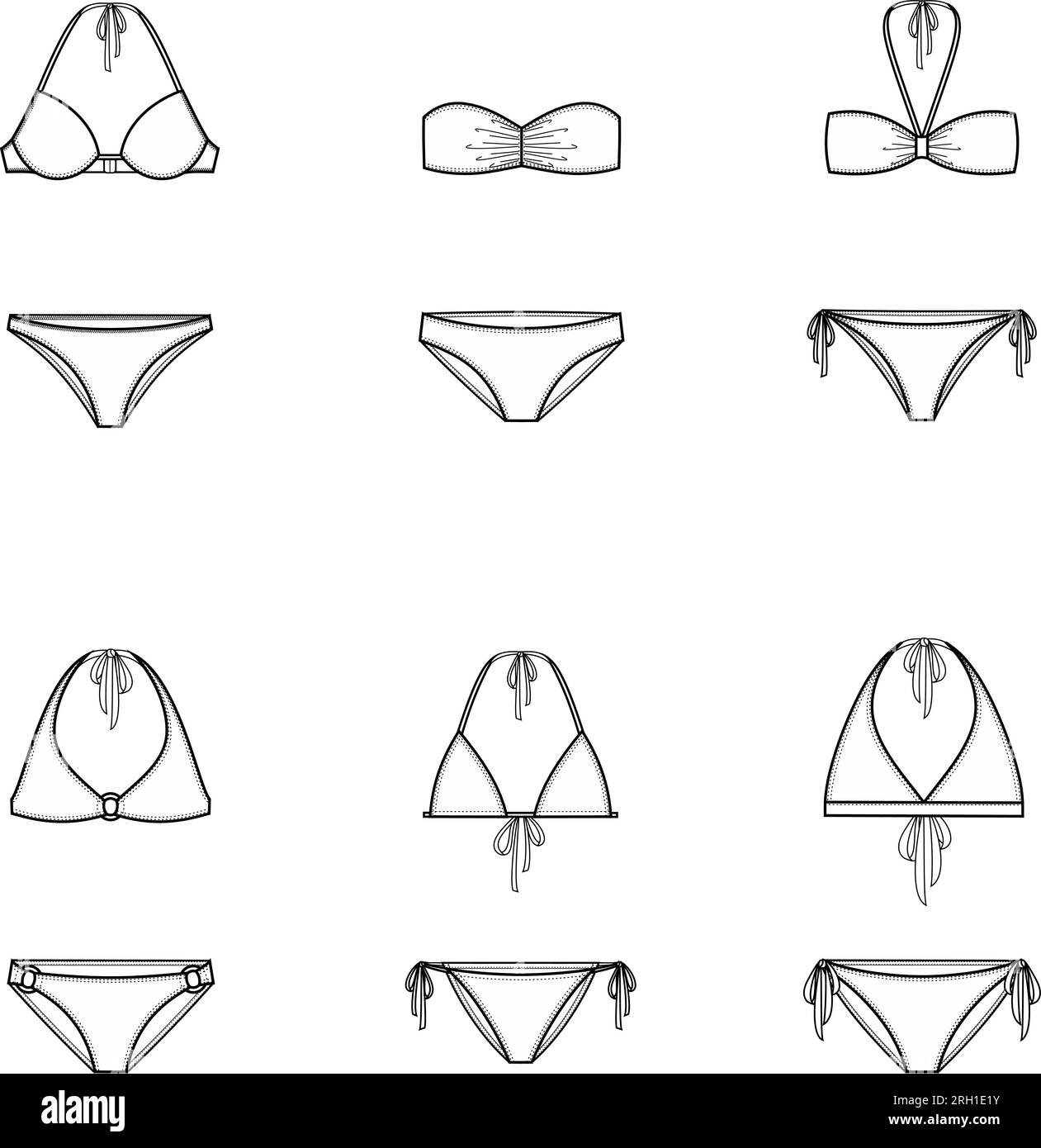 Maillot de bain bikini deux pièces pour femme. Illustration de Vecteur