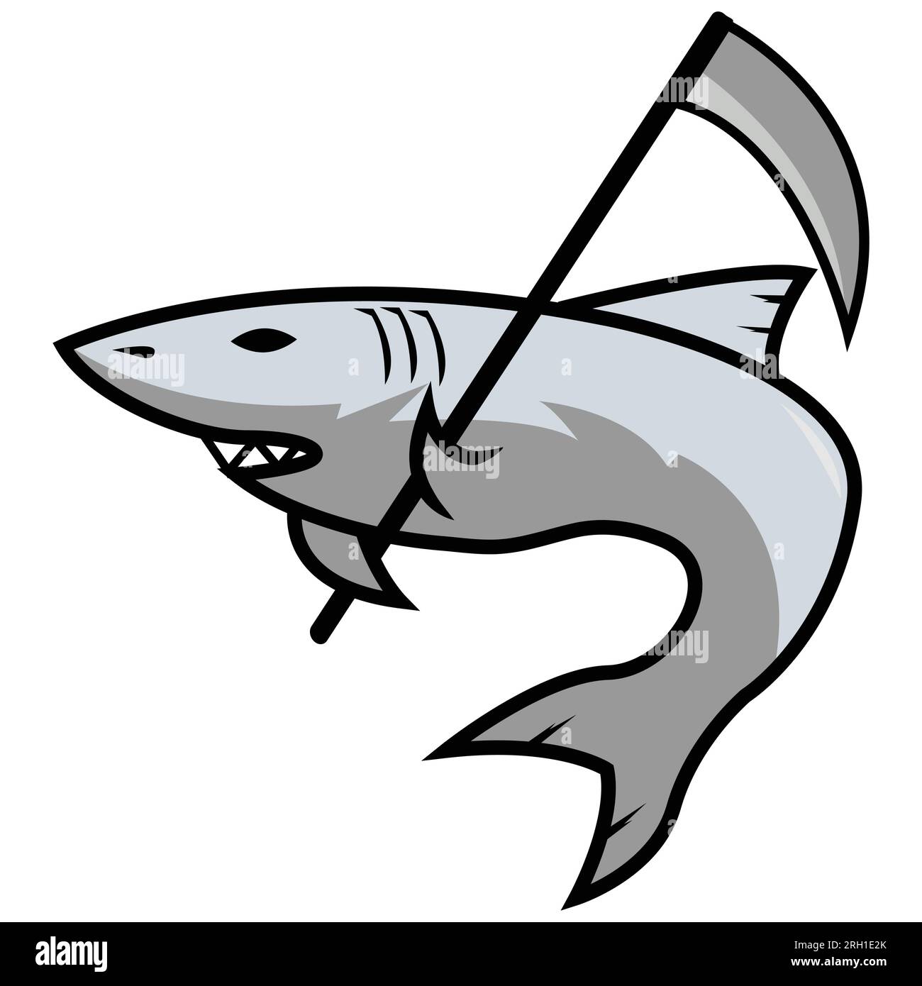 Le requin porte une icône de faux. Illustration d'icône d'animal isolé sur fond blanc. Illustration de Vecteur