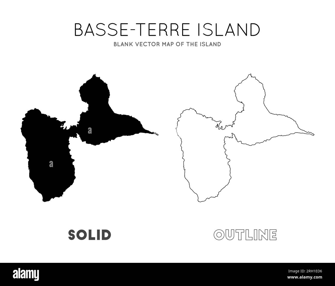 Carte de Basse-Terre Island. Borders of Basse-Terre Island pour votre infographie. Illustration vectorielle. Illustration de Vecteur
