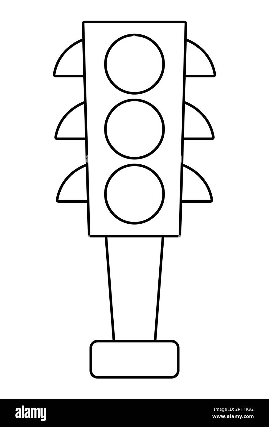 Icône de feux de signalisation Vector noir et blanc. Ligne de signalisation routière clipart. Signal de feu d'arrêt d'autoroute mignon ou page de coloriage isolé sur fond blanc Illustration de Vecteur