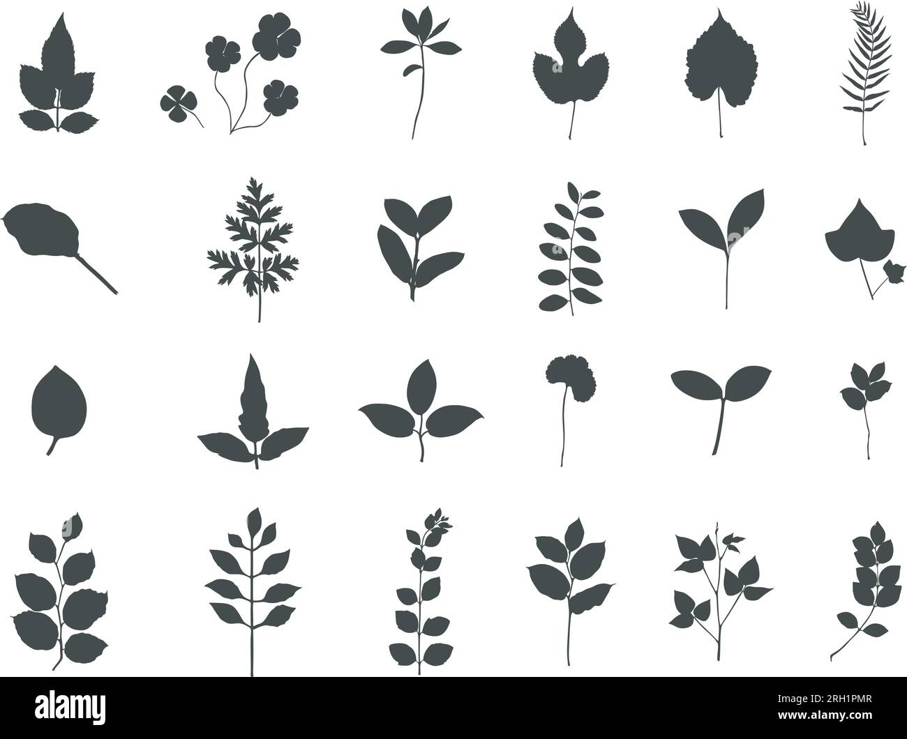 Silhouette de feuilles de branche, silhouettes de feuilles, silhouette de feuilles, silhouettes de feuilles d'automne décoratives, svg de feuilles de branche, SVG de feuille, icône de feuille Illustration de Vecteur