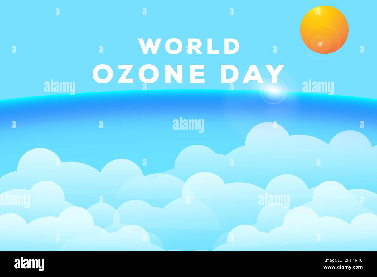 vecteur journée mondiale de l'ozone avec une vue ciel clair enveloppé par l'ozone Illustration de Vecteur