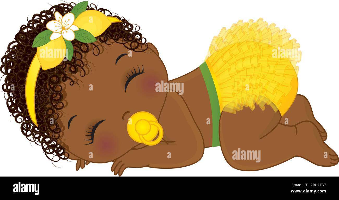 Vector Cartoon Afro Girl en couche volante jaune Illustration de Vecteur