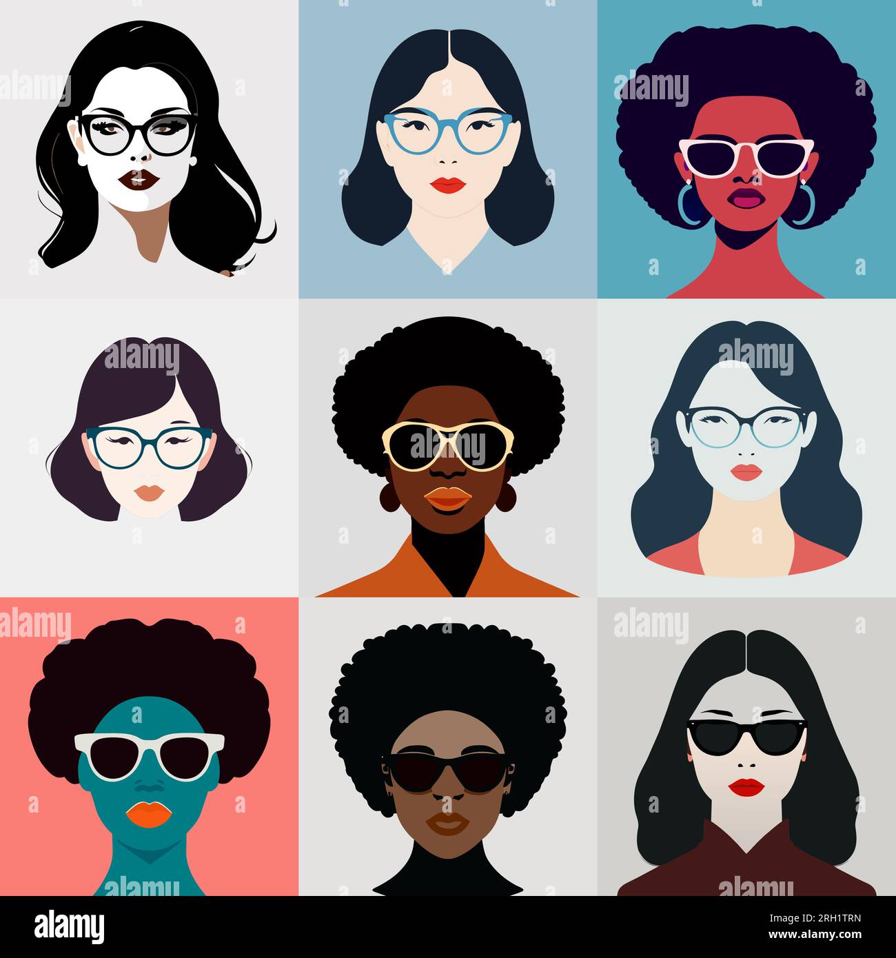 Diverse and Empowered : une collection vectorielle de portraits de femmes Illustration de Vecteur