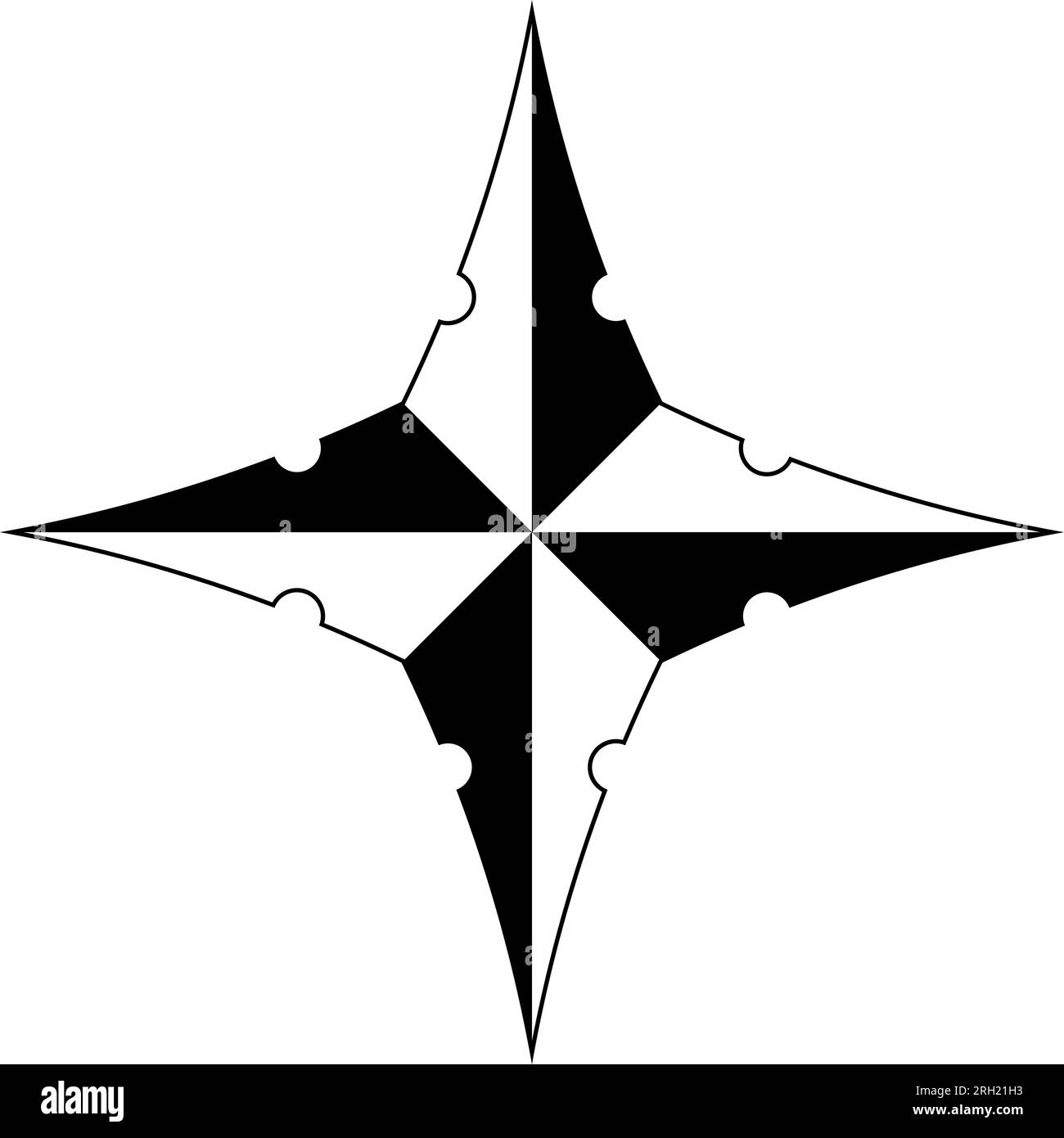 Vecteur abstrait rose des vents ou rose des vents. Quatre directions. Par exemple utilisable comme symbole de navigation marine, nautique ou trekking. Ou en utilisant dans une carte. Illustration de Vecteur