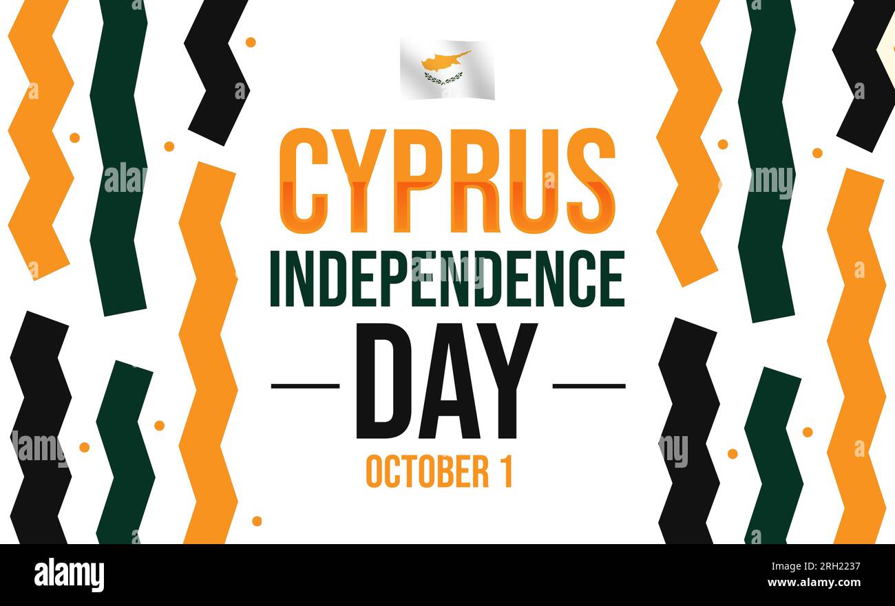 Design de fond de la Journée de l'indépendance de Chypre avec drapeau ondulant et typographie colorée. Le 1 octobre est le jour de l'indépendance de Chypre Banque D'Images