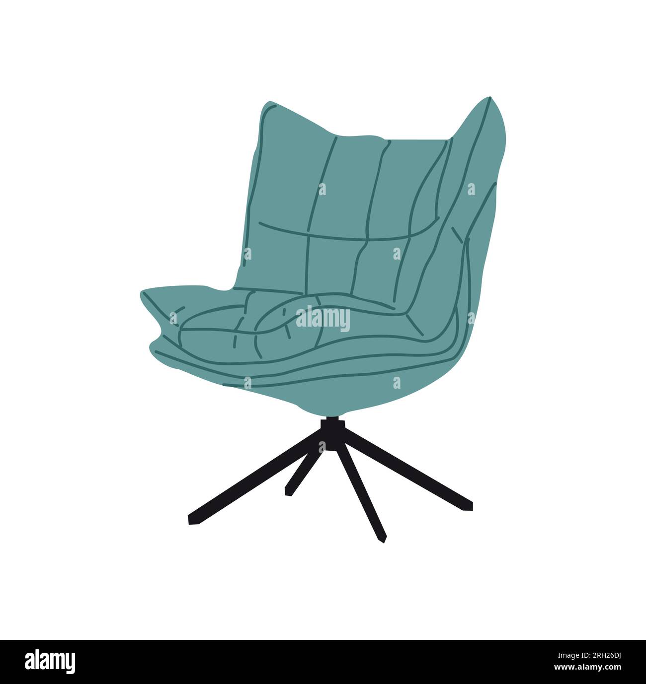 Fauteuil rétro moderne sarcelle vecteur de couleur isolé. Illustration de Vecteur