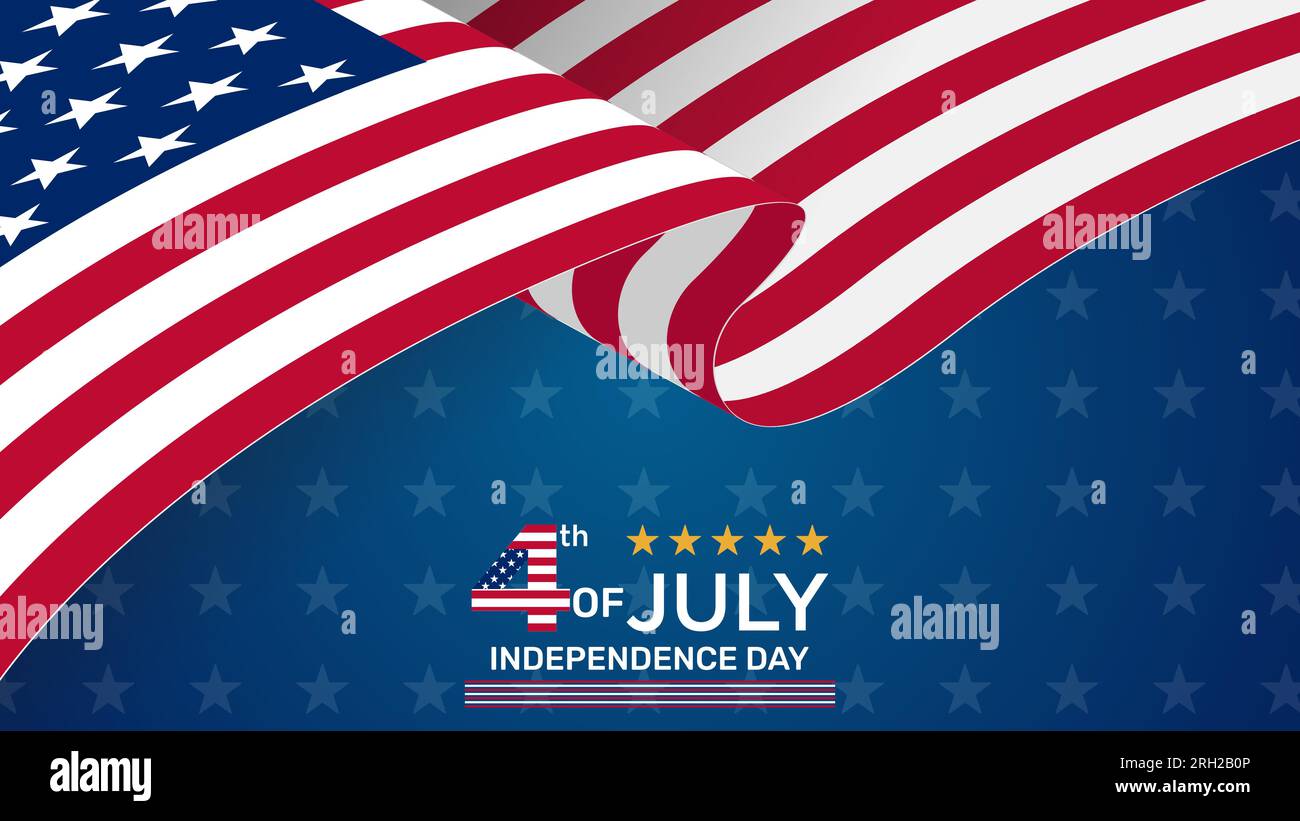 Joyeux 4 juillet USA Independence Day. bannière de vacances agitant le drapeau national américain pour la vente, la remise, la publicité, le web etc Vecteur d'arrière-plan ill Illustration de Vecteur