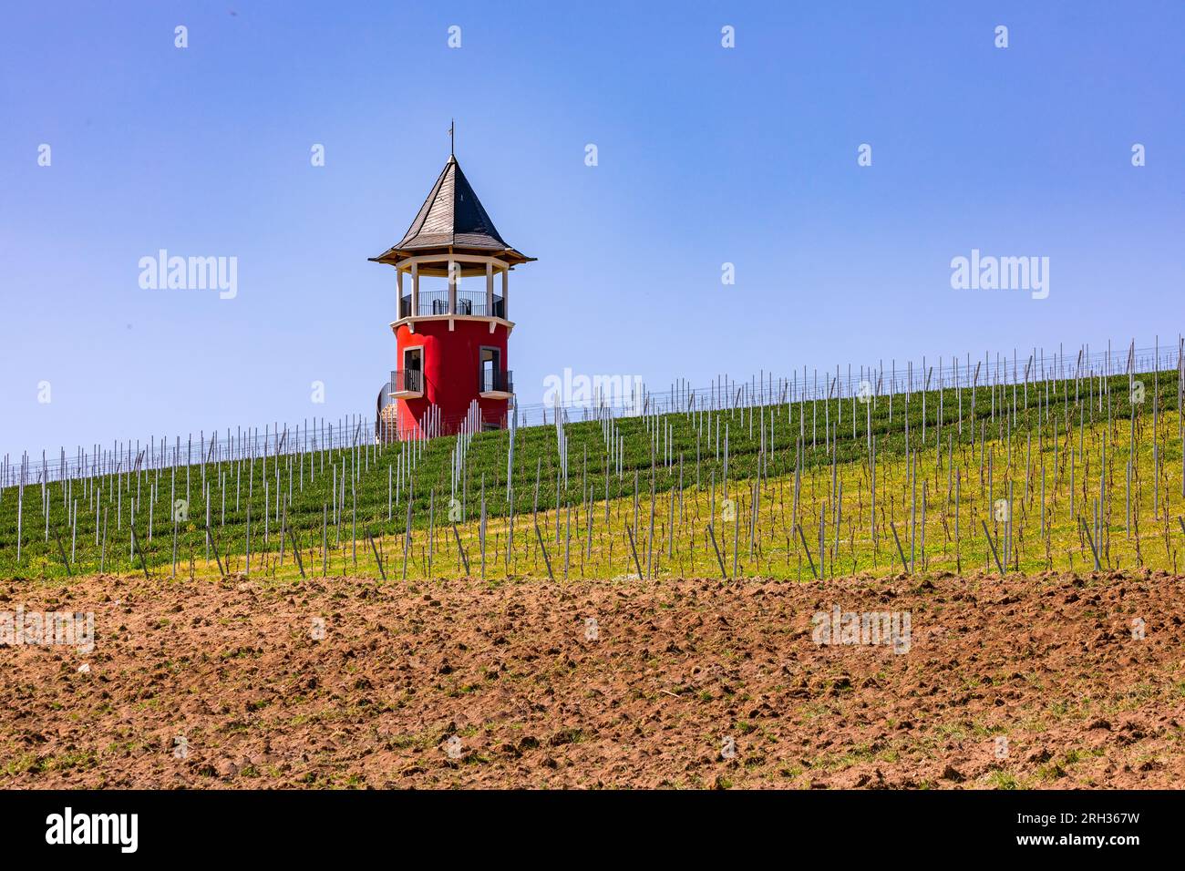 La Tour Bourgogne en Rhénanie-du-Nord-est une tour d'observation entourée de vignes Banque D'Images