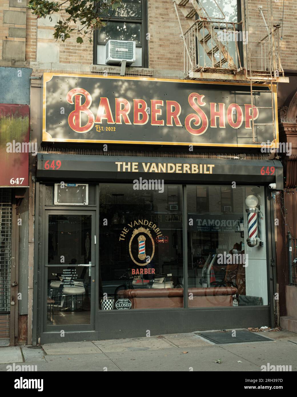 Le barbier Vanderbilt à Prospect Heights, Brooklyn, New York Banque D'Images