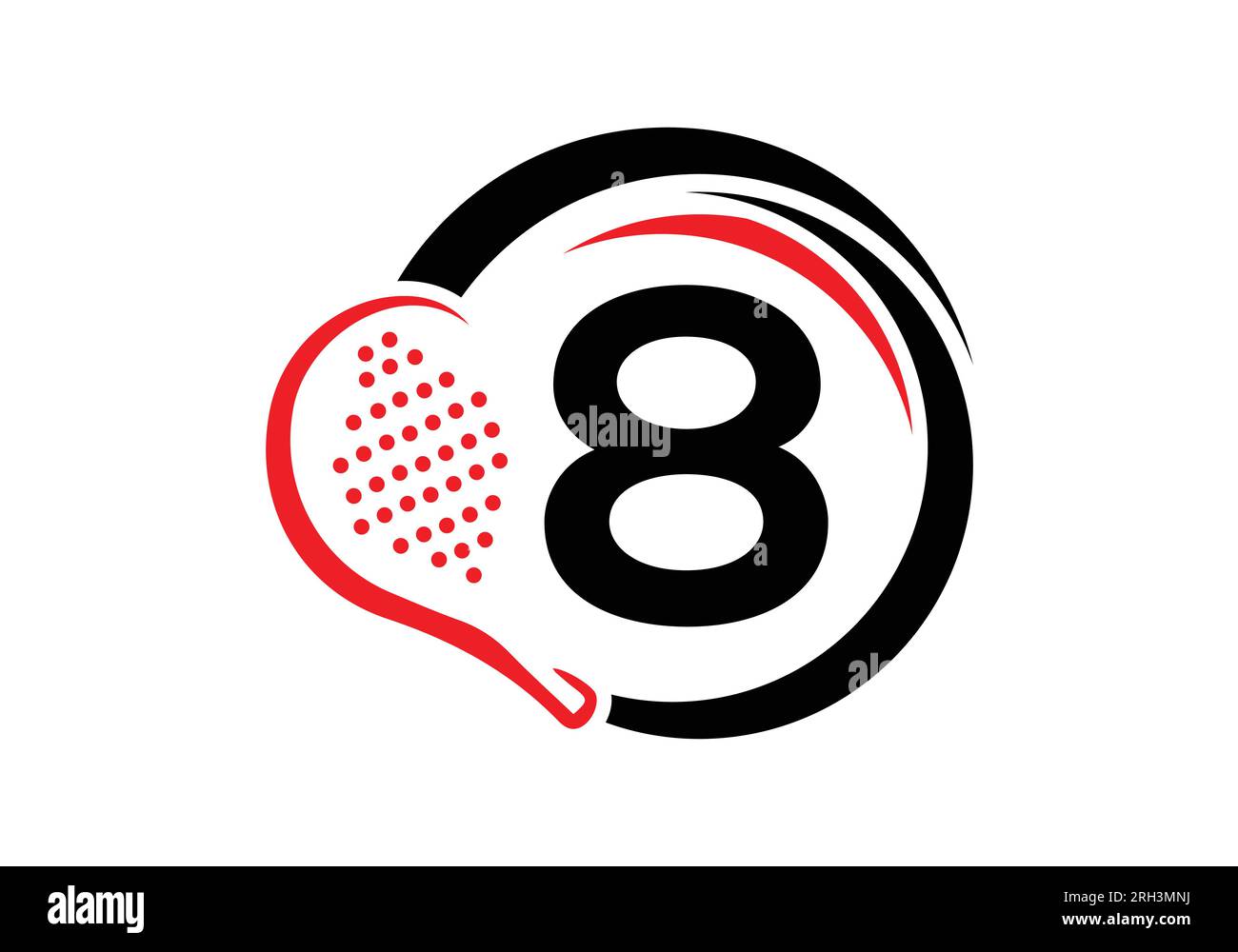 Lettre 8 modèle de vecteur de conception de logo de raquette Padel. Symbole Club de tennis de table de plage. entreprise et identité de l'entreprise Illustration de Vecteur