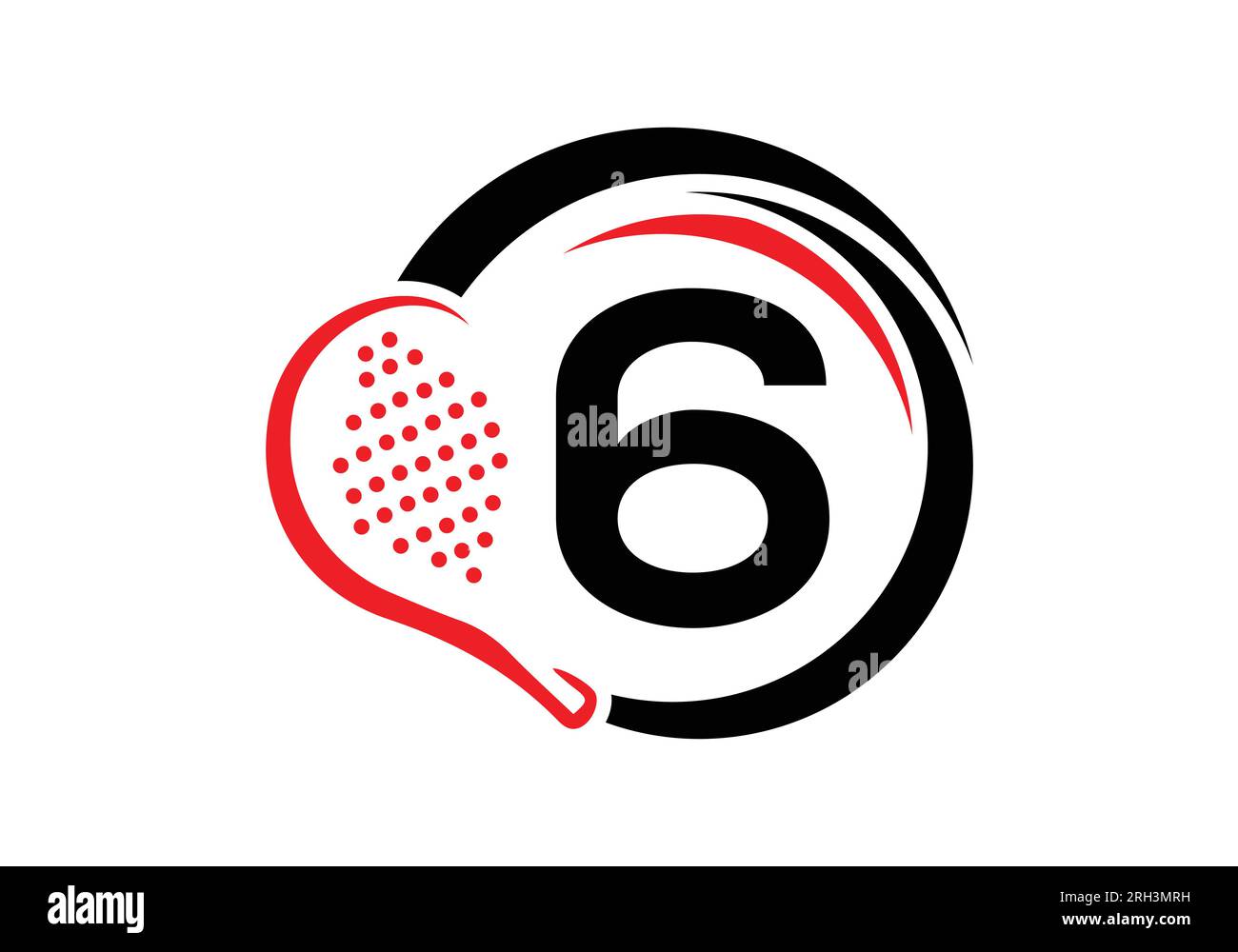 Lettre 6 modèle de vecteur de conception de logo de raquette Padel. Symbole Club de tennis de table de plage. entreprise et identité de l'entreprise Illustration de Vecteur